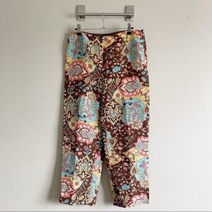 LOFT | Psychedelic Floral Print Linen Silk Blend Pants Sz 6
